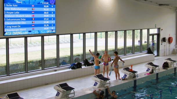 LED schermen voor waterpolo en zwemwedstrijden