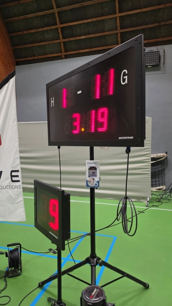 elektronisch scorebord en shotklok